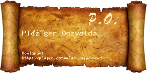 Pláger Oszvalda névjegykártya